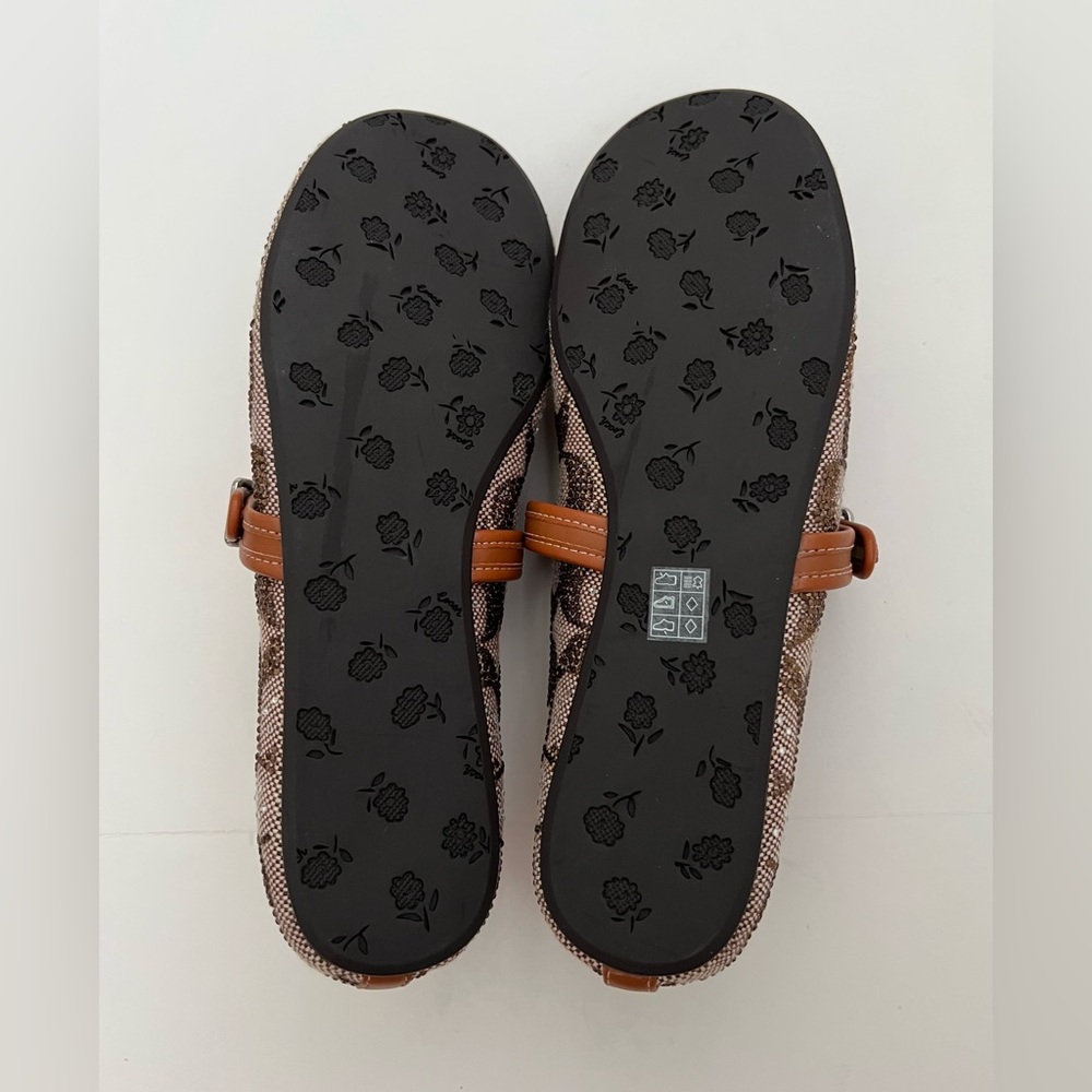 Coach Crystal Signature Jacquard Soft Mary Jane Flats. - Picture 3 of 11